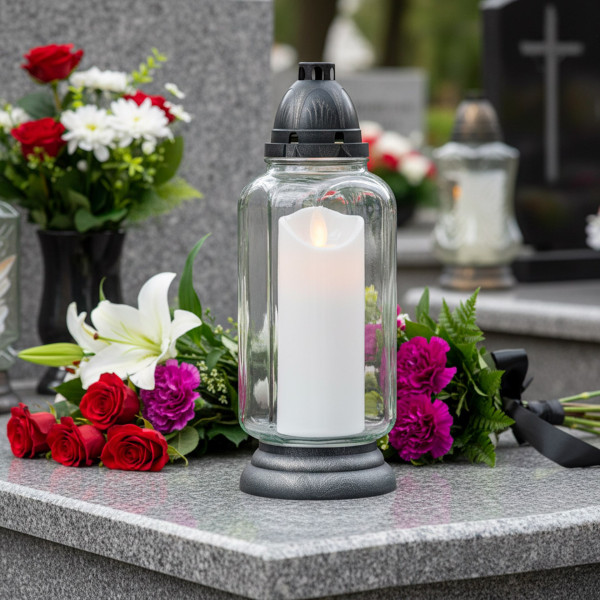 Świeca LED elektryczna na baterie, wkład do znicza z ruchomym płomieniem