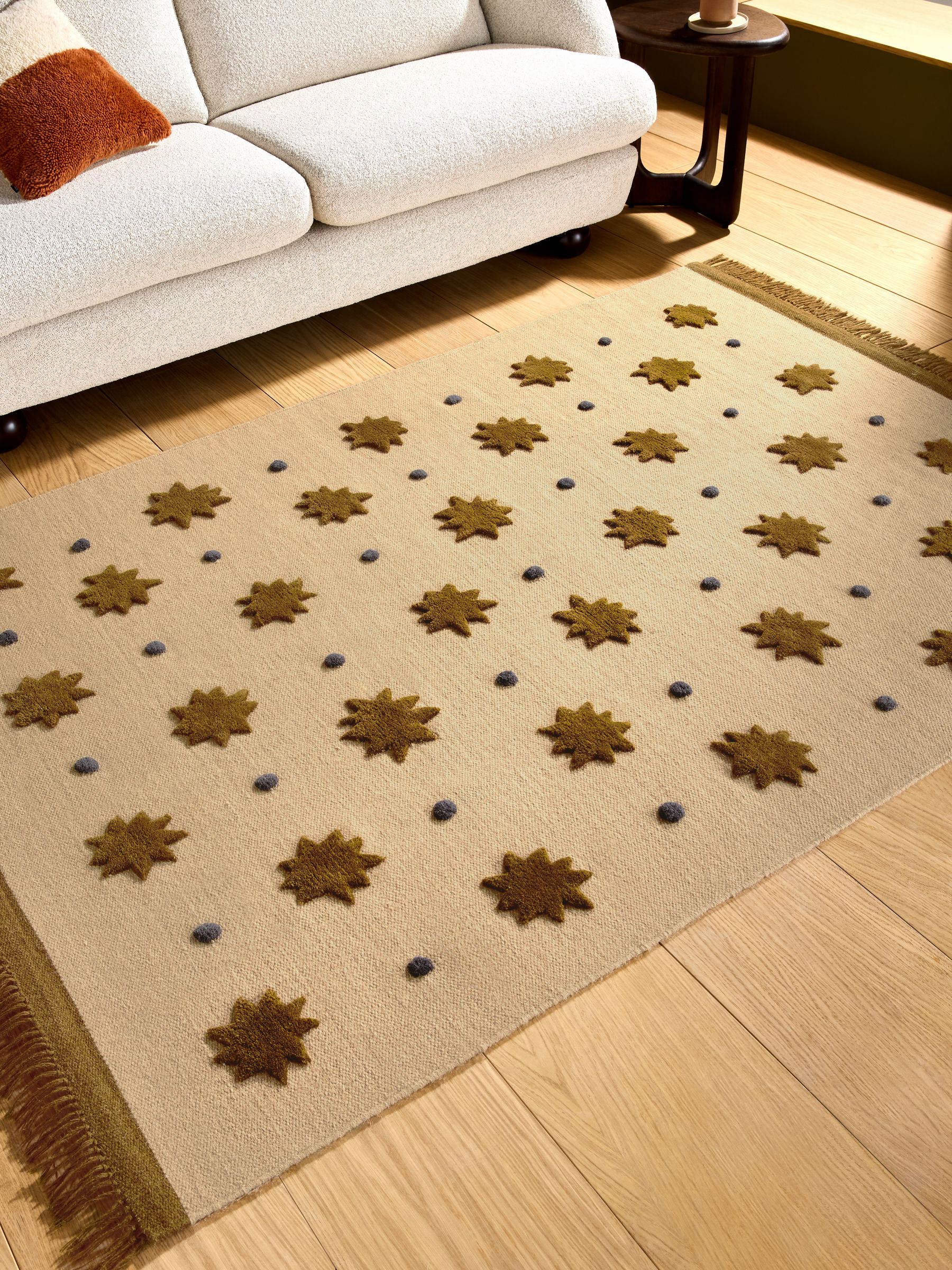 Kosmic Flat Weave Wool Tufted Rug in Natural