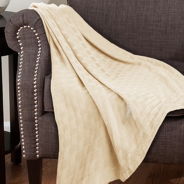 Basketweave All-Season Bedding Cotton Blanket by Superior