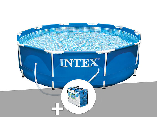 Kit piscine tubulaire Intex Metal Frame ronde 3,05 x 0,76 m   Bâche à bulles