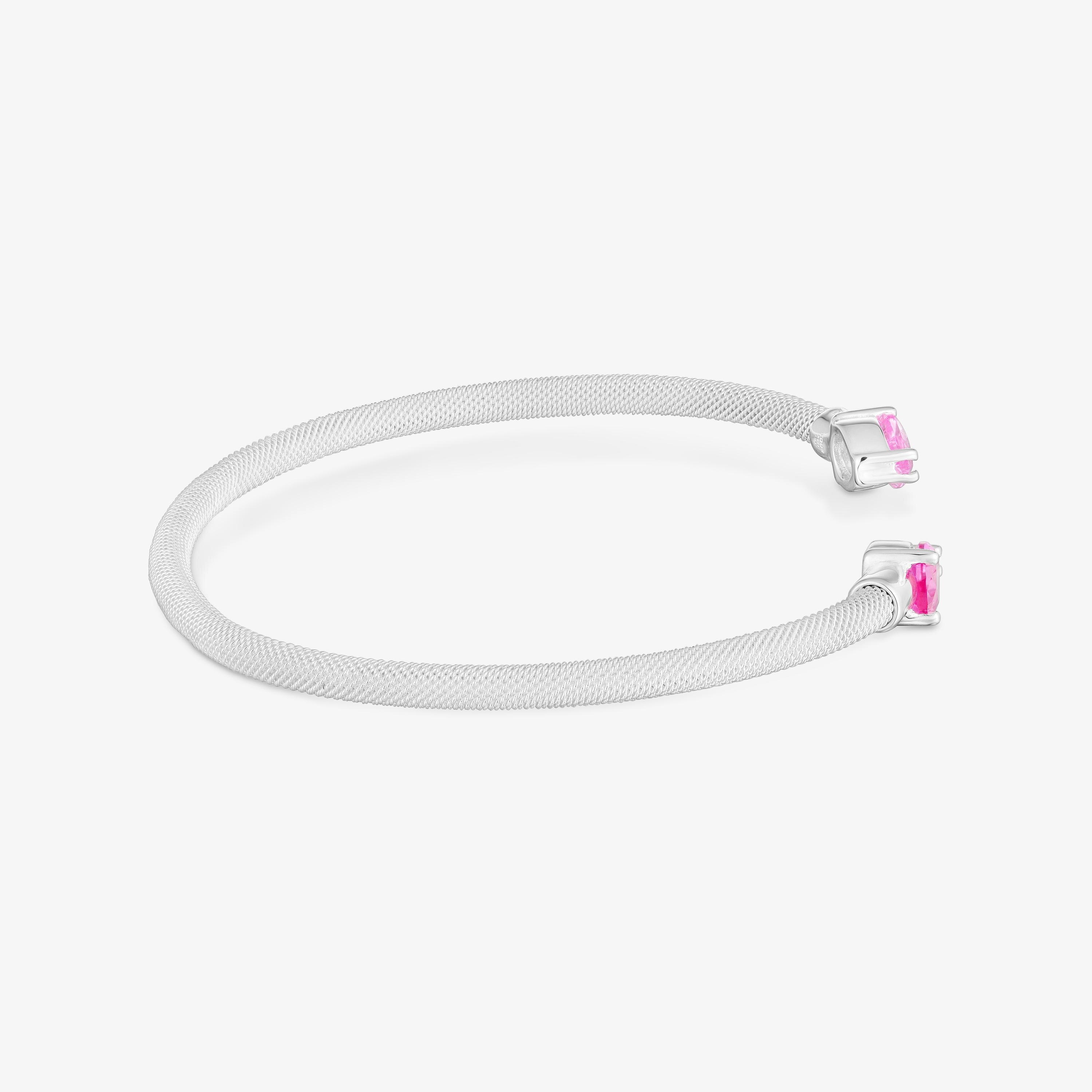Pulsera esclava de plata y gemas creadas en laboratorio TOUS Mesh LGG