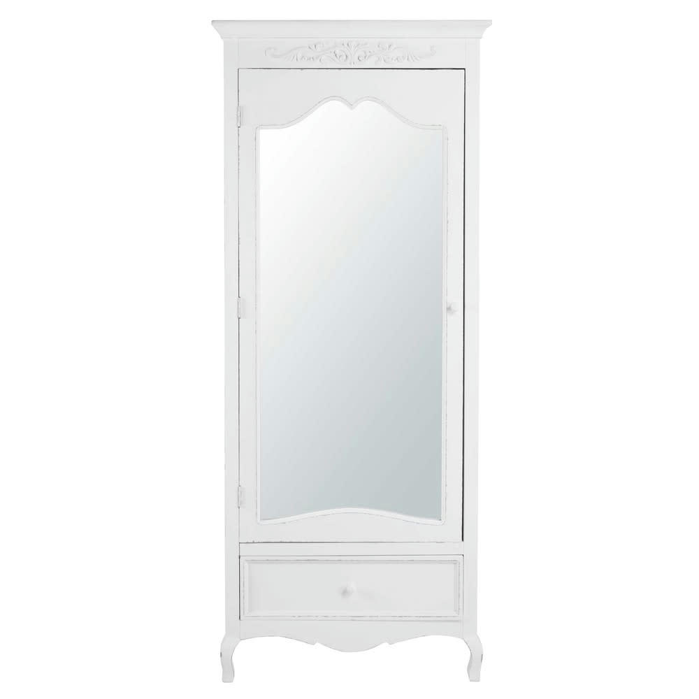 Elisa - Armoire bonnetière 1 porte 1 tiroir blanc