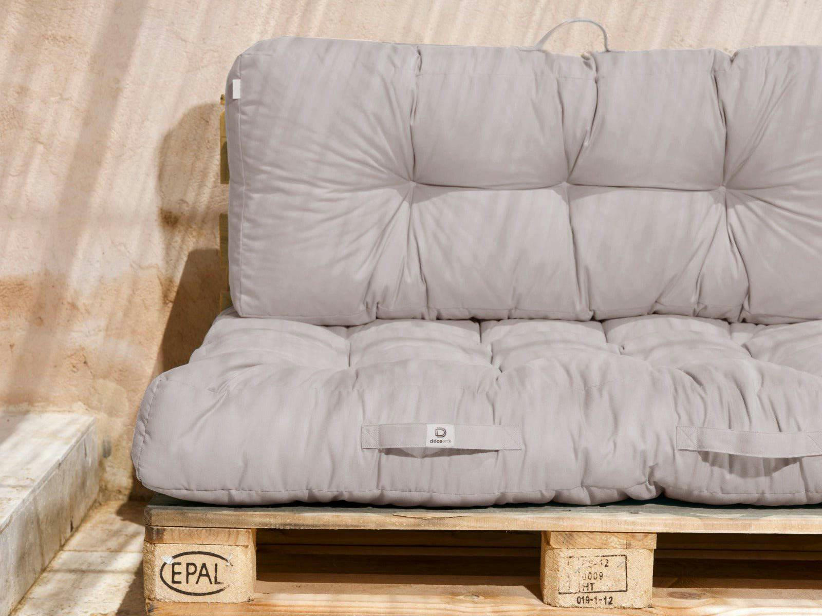 - Coussins matelas pour palette 120X80X20 en polyester gris galet