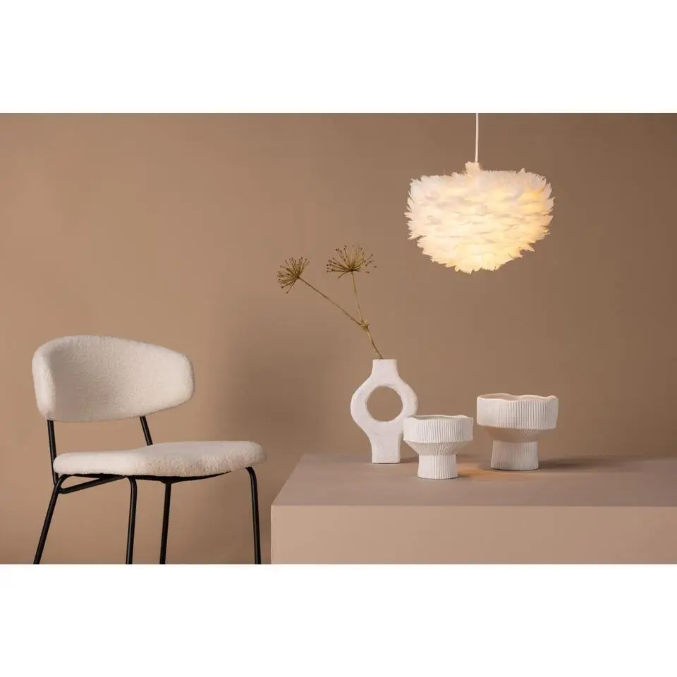Svea - Rumi ronde hanglamp - ? 30 cm - witte veren