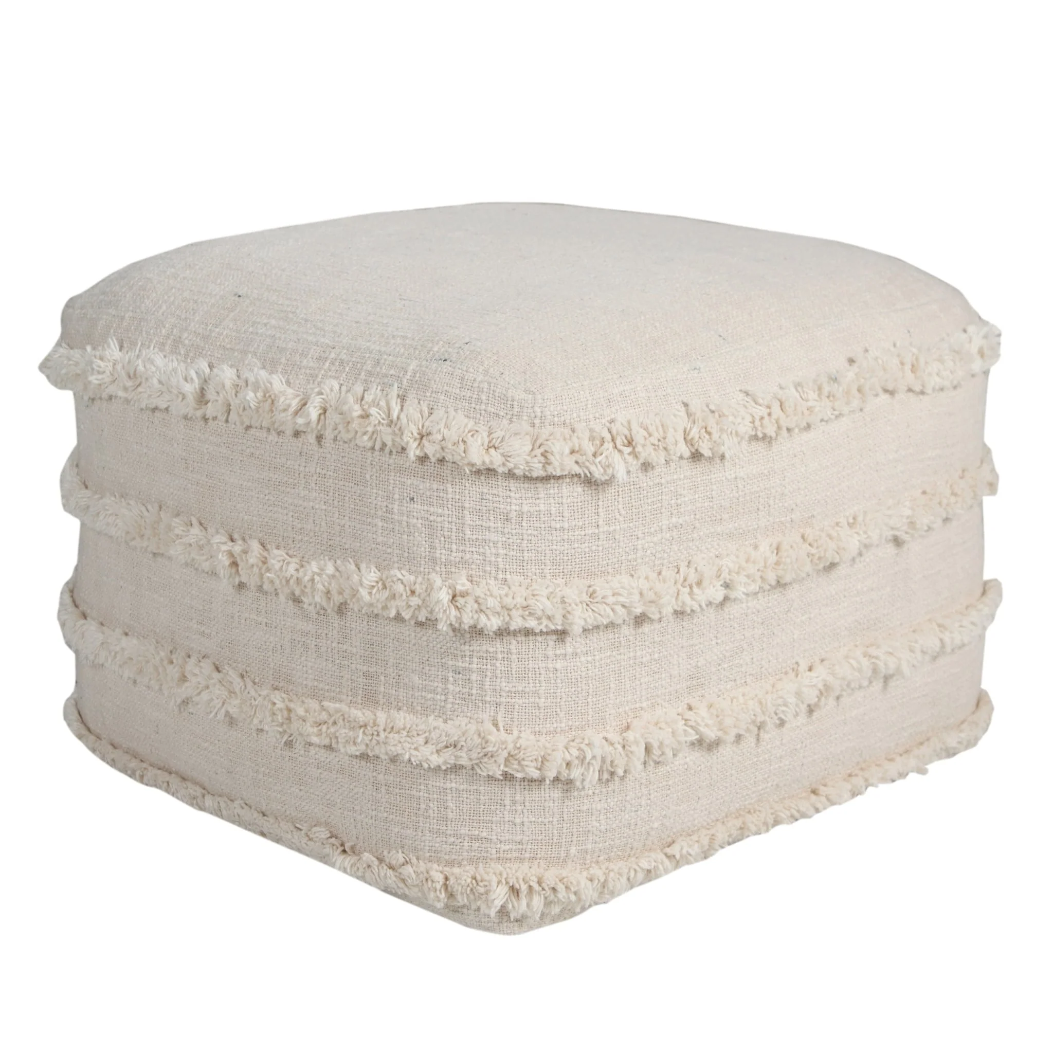 18 Cotton Striped Pouf Ottoman for Living Room, Bedroom or Office