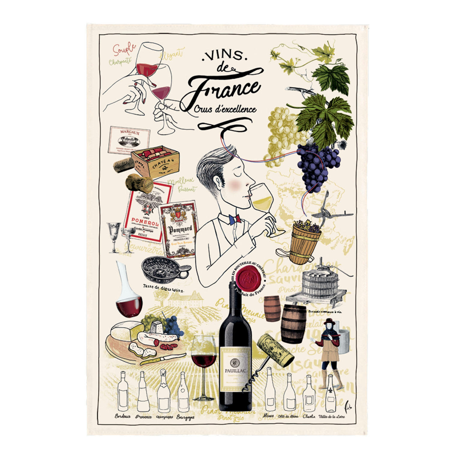 VINTAGE - Torchon crus d'excellence en coton ecru 48 x 72