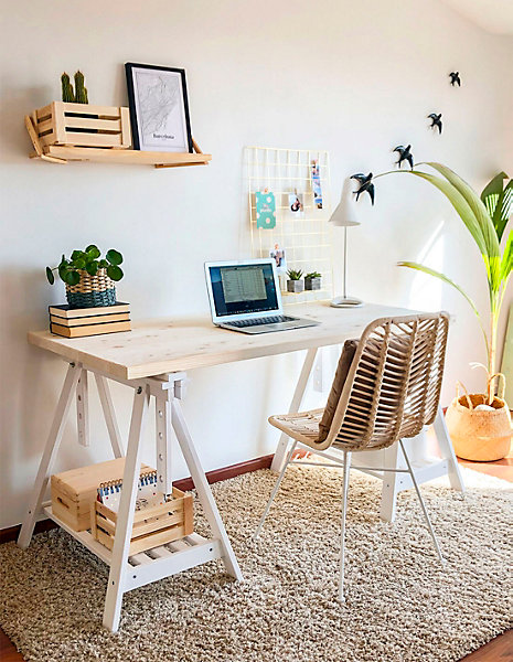 Bureau avec tréteau réglable Archi Tec Noir, Bois de pin - 78x140x70cm