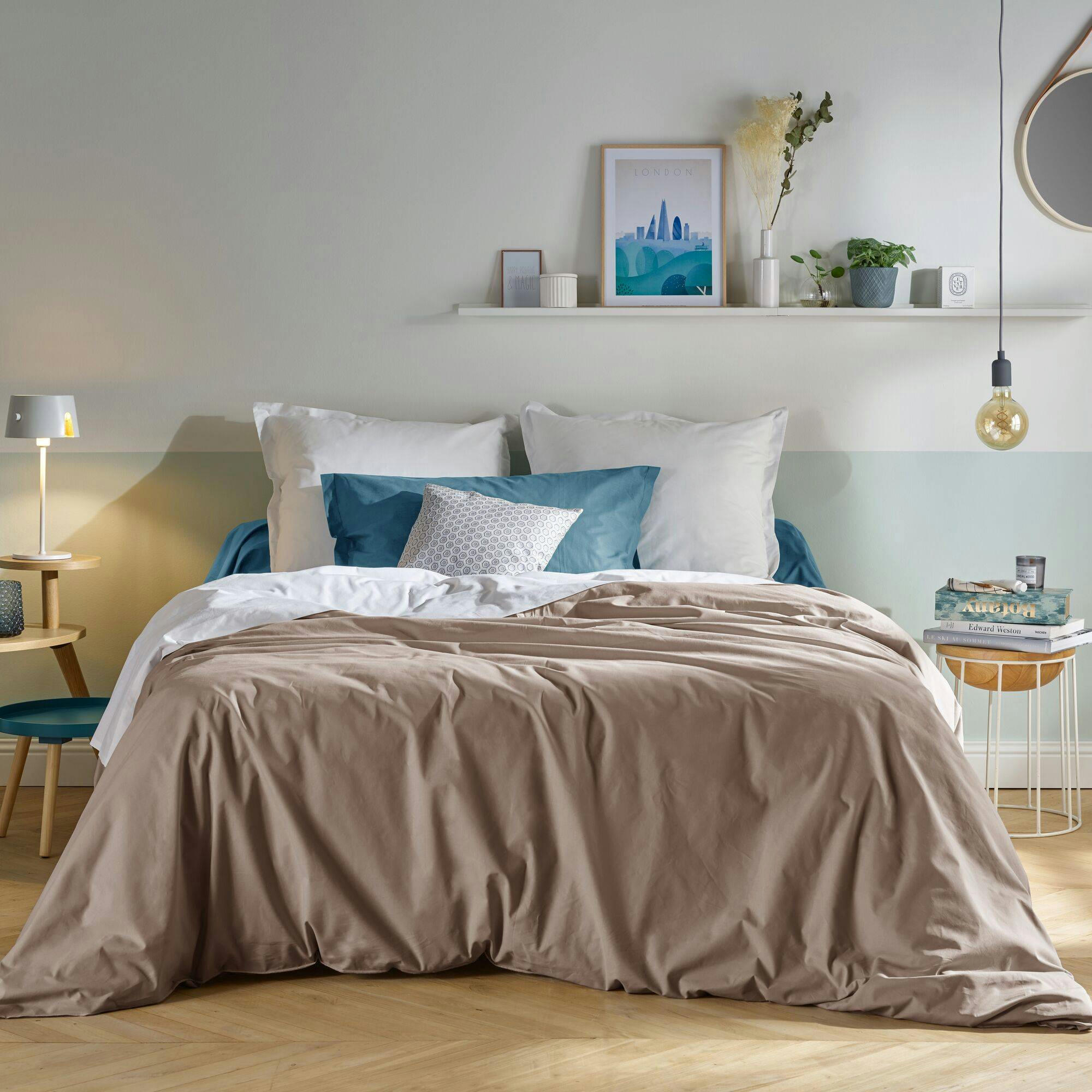 FIL & SENS - Housse de couette en coton Bio taupe 140 x 200 cm