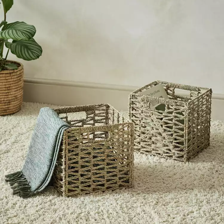 Habitat Set of 2 Seagrass Square Boxes - Natural