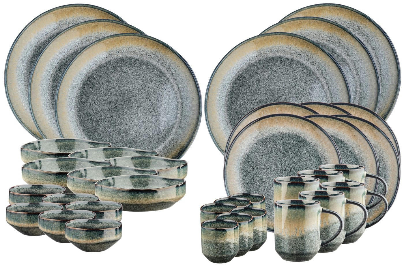 GENESIS - Set vaisselle 36 pièces en grès gris