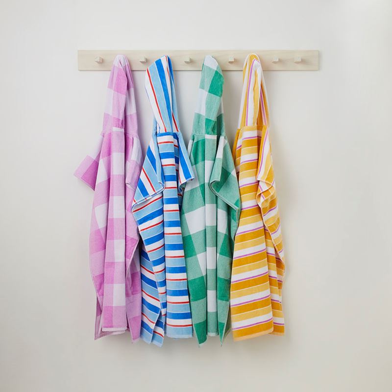 Velour Ocean Stripe Blue Hooded Beach Towel