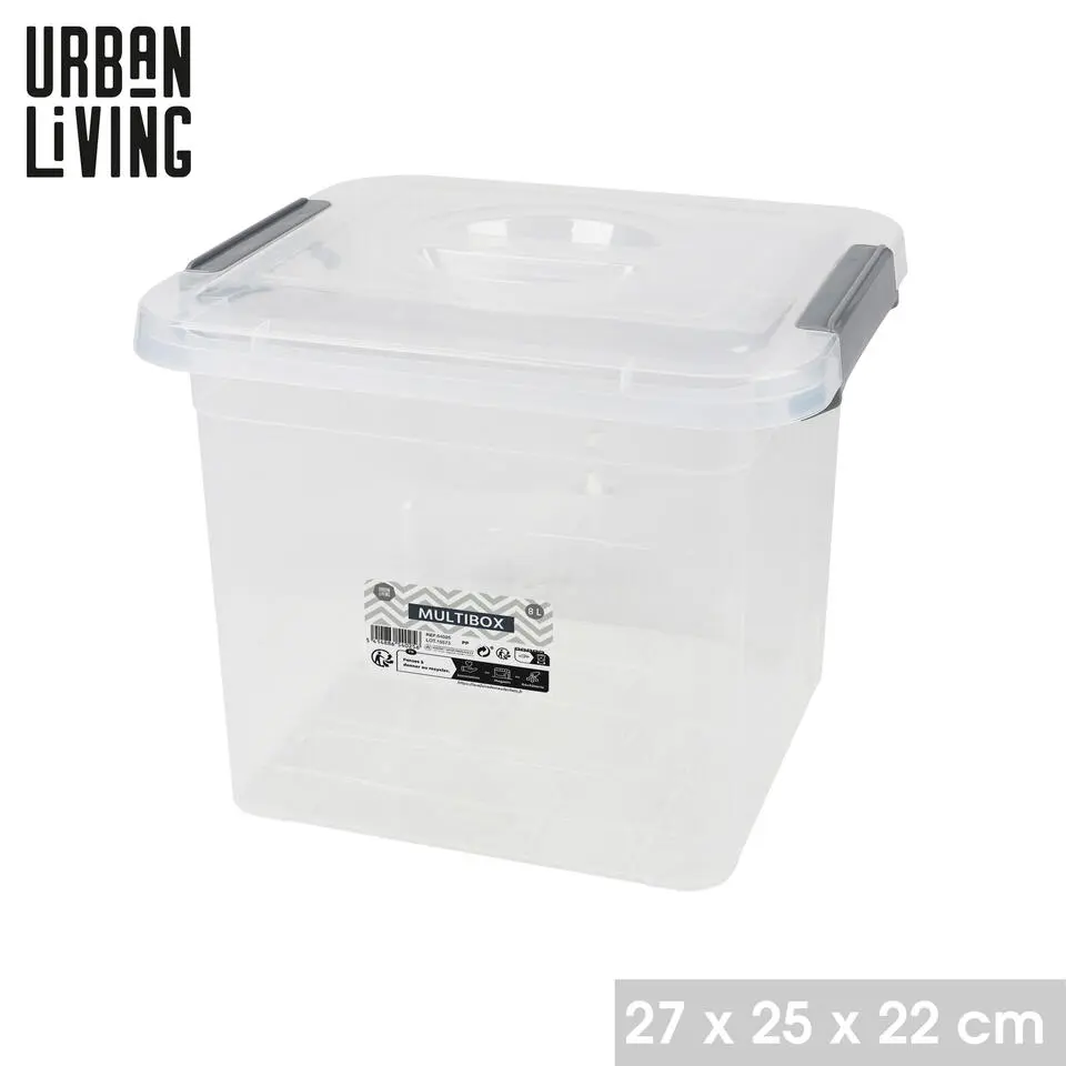 Urban Living Opberg box - 8 ltr - 27 x 25 x 22cm - deksel/clips