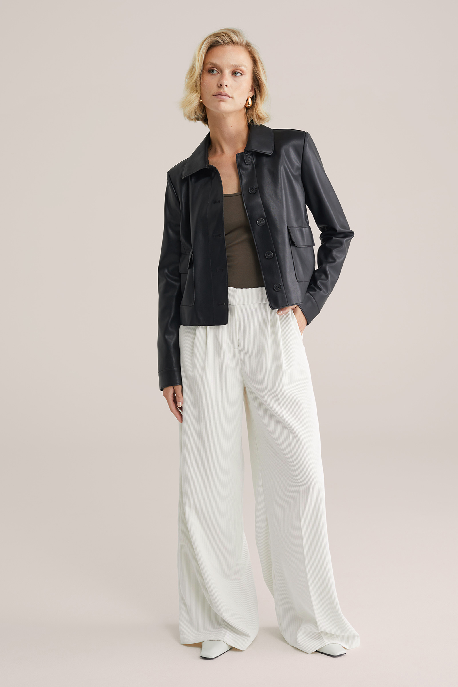 Dames wide leg broek van corduroy