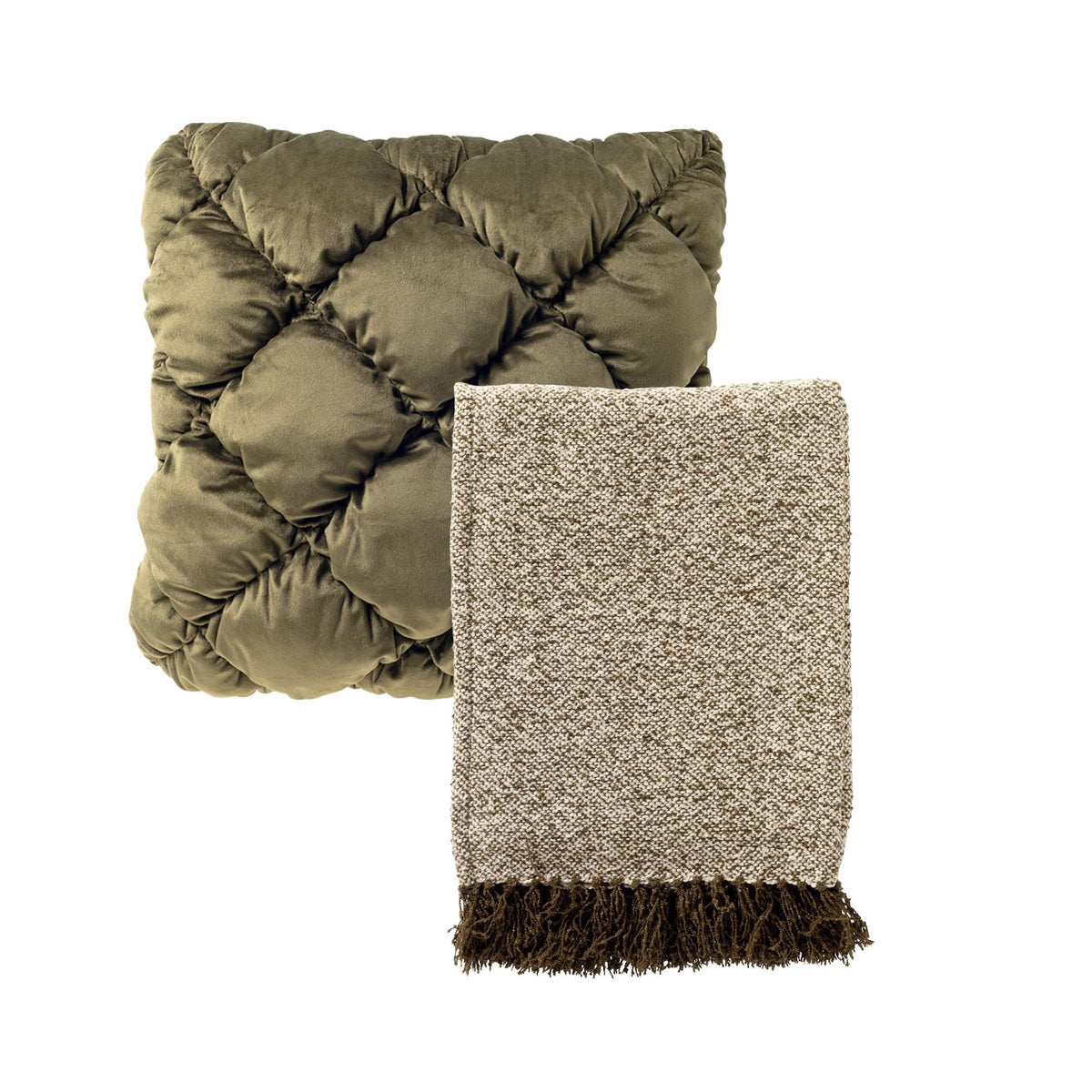 Dutch Decor set sierkussen en plaid - Soof en Sally - Groen