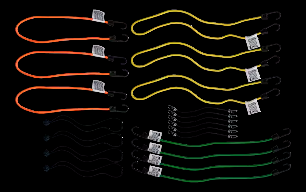 Certified Standard Bungee Cord Kit, Assorted Sizes, 20-pk