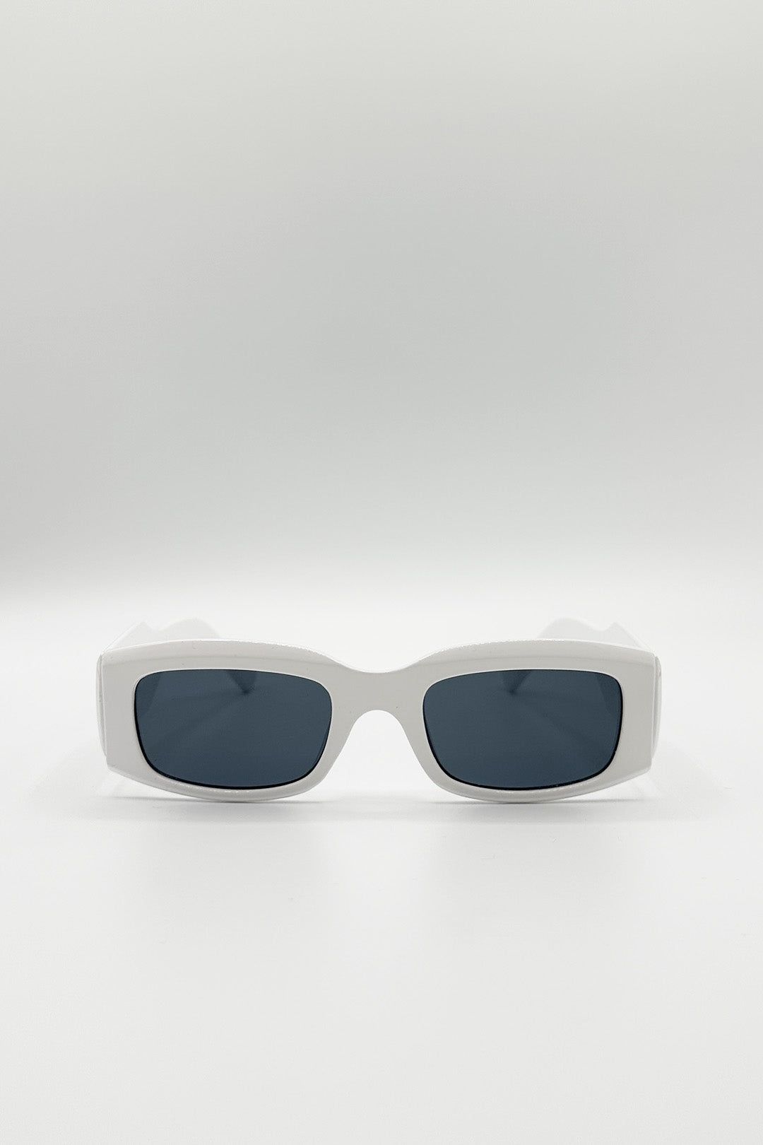 SVNX Chunky Rectangle Sunglasses with Extra Wide Arms in White
