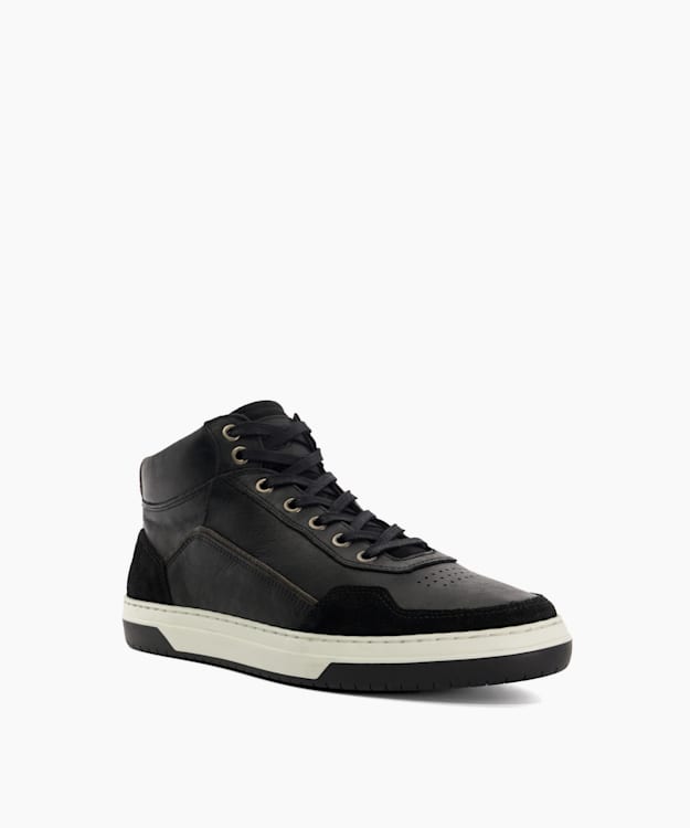 Sydnies Black - Contrast Perforated High Top Trainers