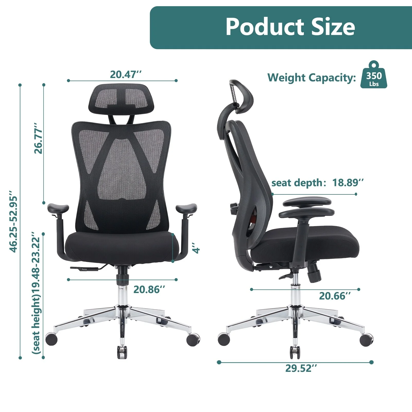 Adjustable Mesh Computer Desk Chair with Lumbar Support