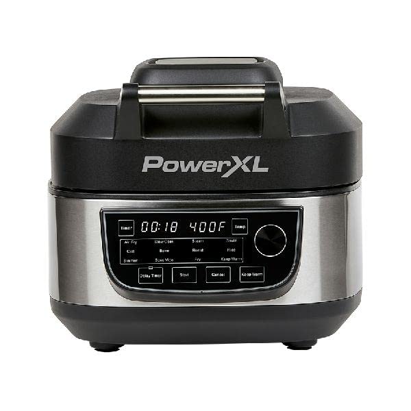 PowerXL Grill Air Fryer Combo Plus 6 QT 12 in 1 Indoor Slow Cooker, Roast, Bake, 1550 Watts, Stainless Steel Finish : Home  Kitchen