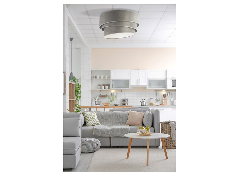Lampa sufitowa Devon tkaninowa szara