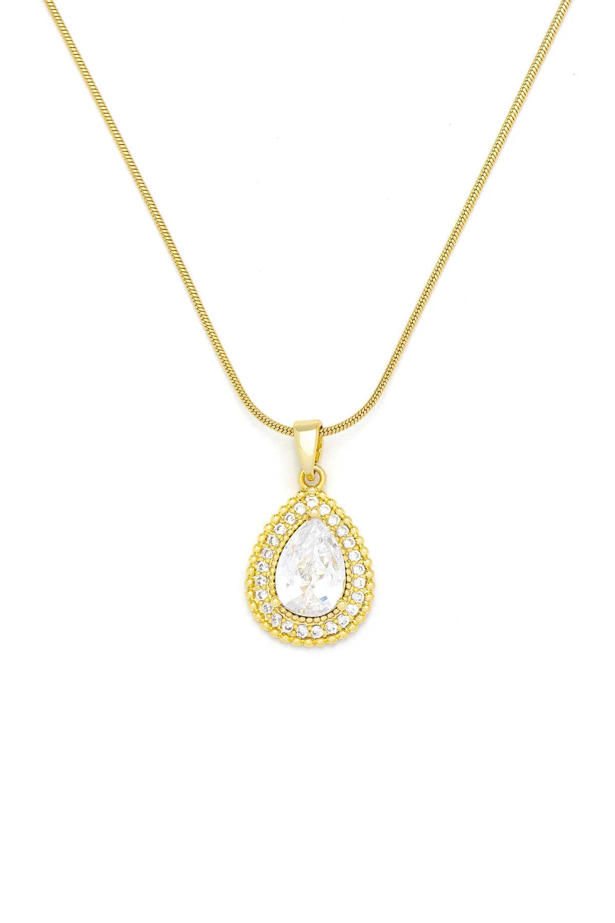 Crystal Teardrop Pendant Necklace
