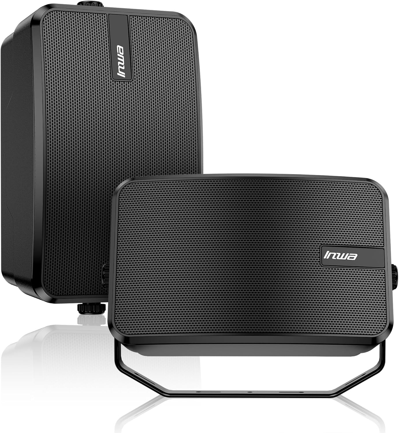 Inwa 4 Outdoor Passive Speakers, 40W Each Weatherproof Wall Mount Speaker, Wired PA System with Full-Range Sound, Includes Brackets for Pool, Patio, Garage & Indoor Use (Pair, Black)
