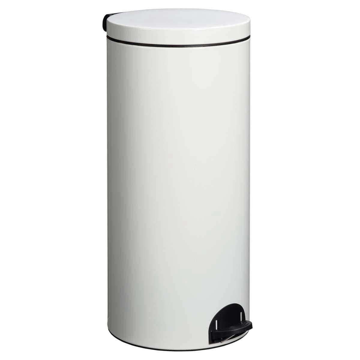 ELORA - Poubelle à pédale 30L en Métal Blanc