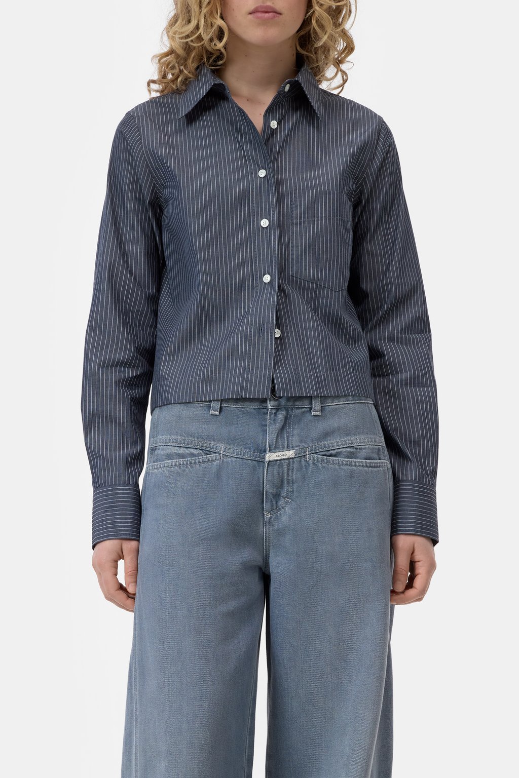 Kurze Popeline-Bluse