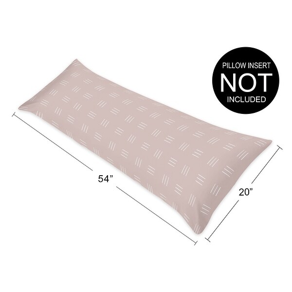 Mauve White Boho Mudcloth Body Pillow Case (Pillow Not Included) Pink Rose Bohemian Woodland Tribal Southwest Hatch Triple Line
