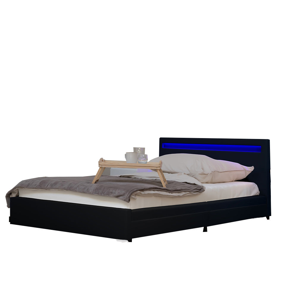 Home Deluxe LED bed NUBE zwart 140 x 200 cm