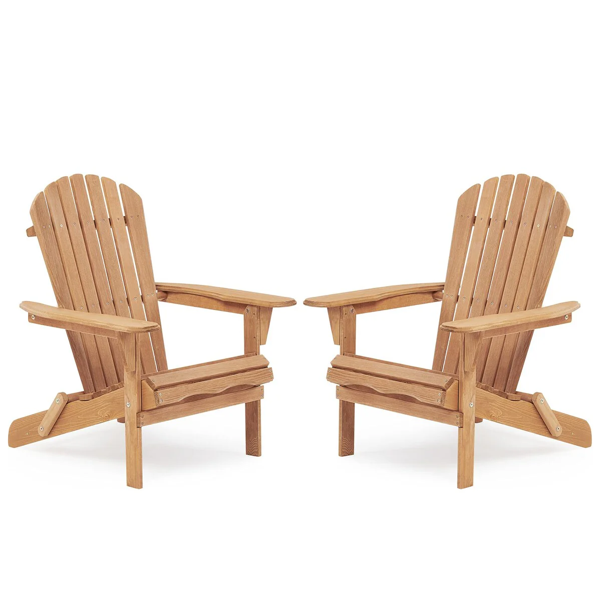 Outdoor Wooden Folding Adirondack Chair Set of 2, Fire Pit Chairs, Camping Chair for Garden, Lawn, Patio, Deck, and Poolside