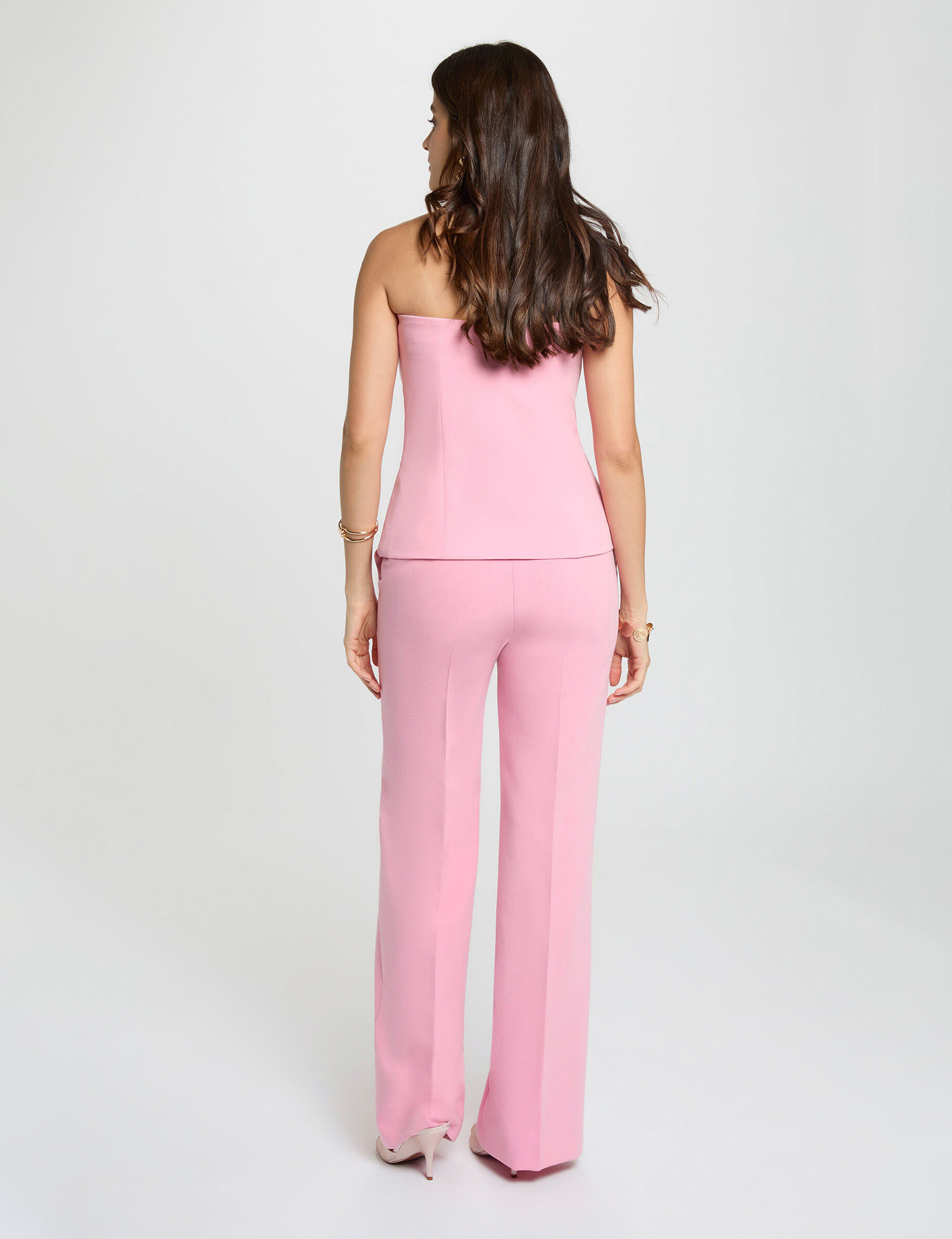 High-Waisted Flare Trousers Light Pink Women