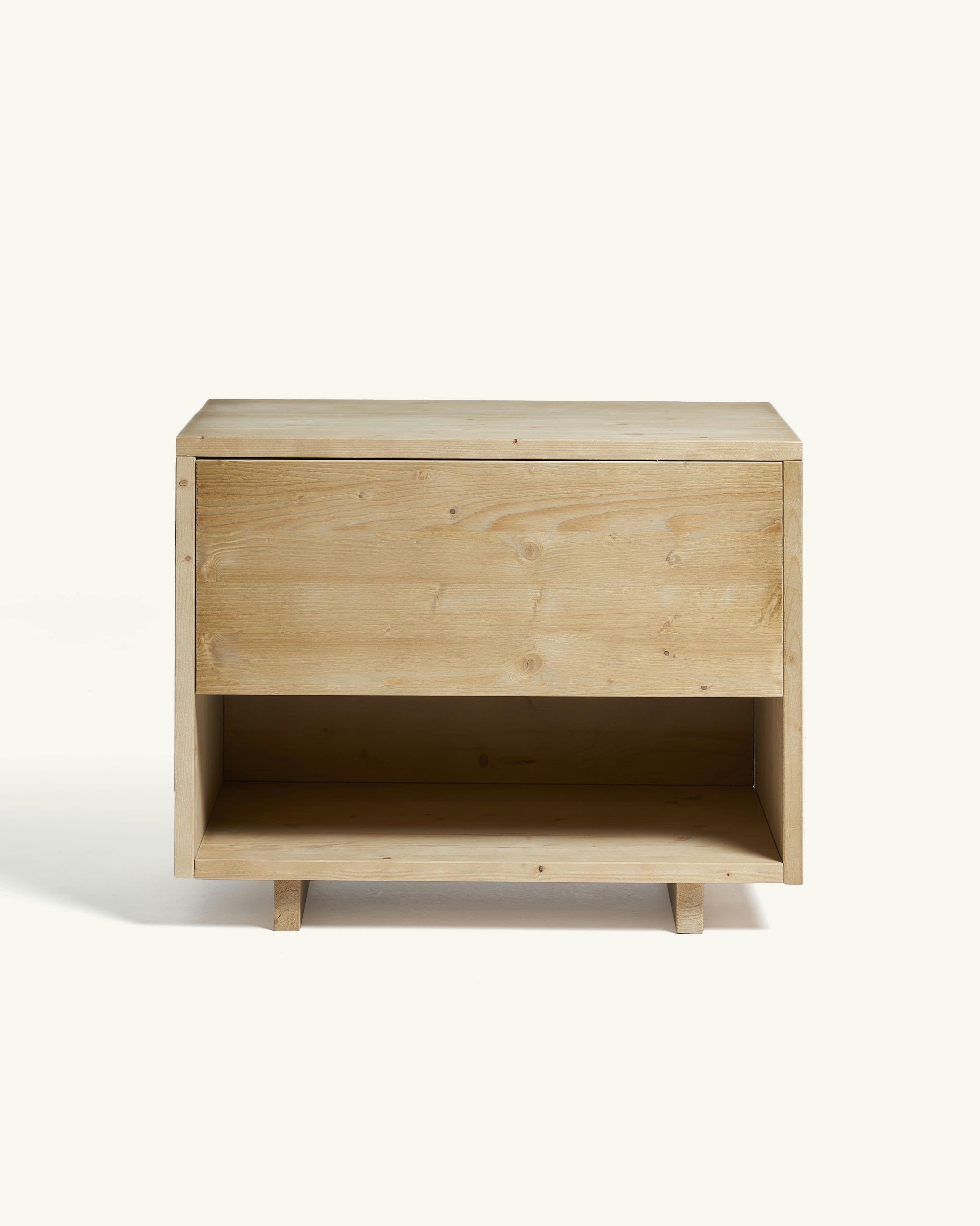 GINA - Table de chevet  avec tiroir en bois en couleur naturel