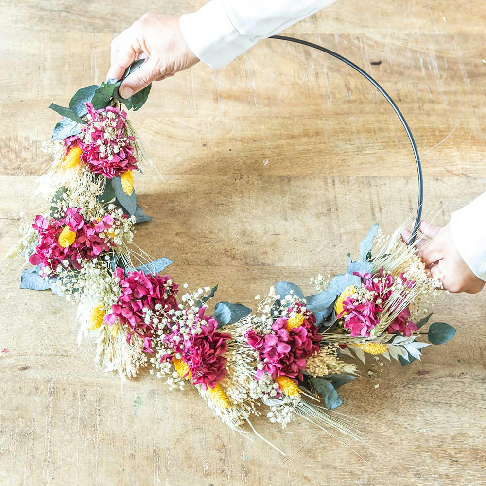 HÉLOÏSE - Couronne murale de fleurs séchées Héloïse D30cm