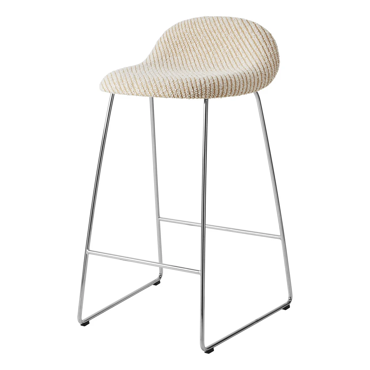 Gubi - 3D Barhocker, Edelstahl poliert / Lupo Special Diagonal Bouclé 009 by Dedar