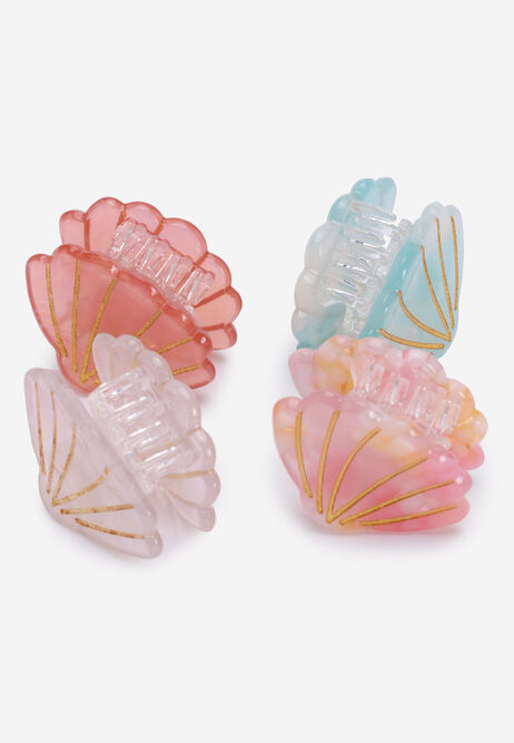 Womens 4pk Pink Mini Shell Hair Clips
