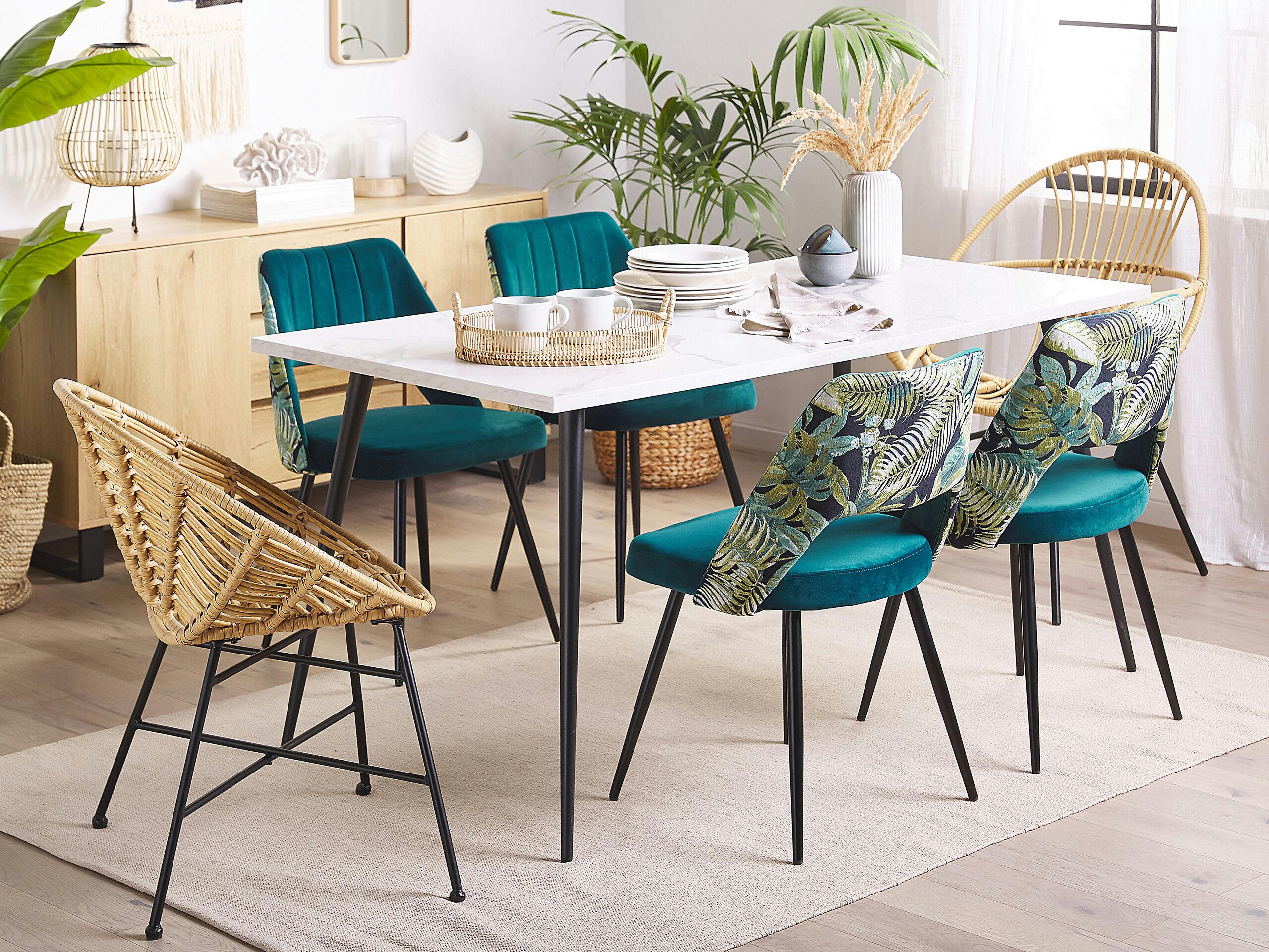 ANSLEY - Lot de 2 chaises de salle à manger en velours bleu