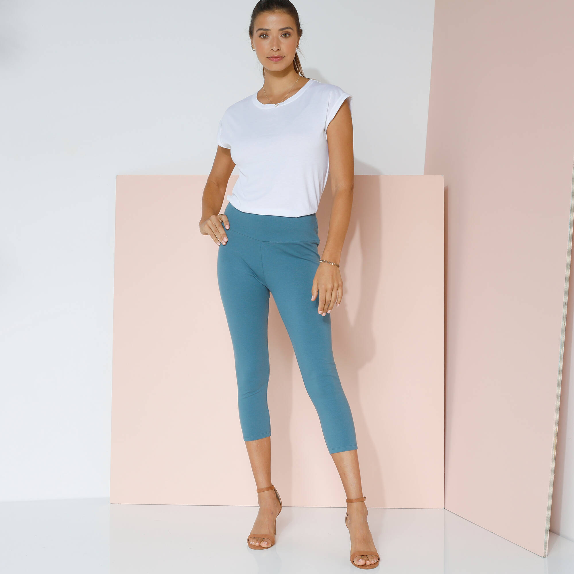 Legging 3/4 taille haute, ventre plat