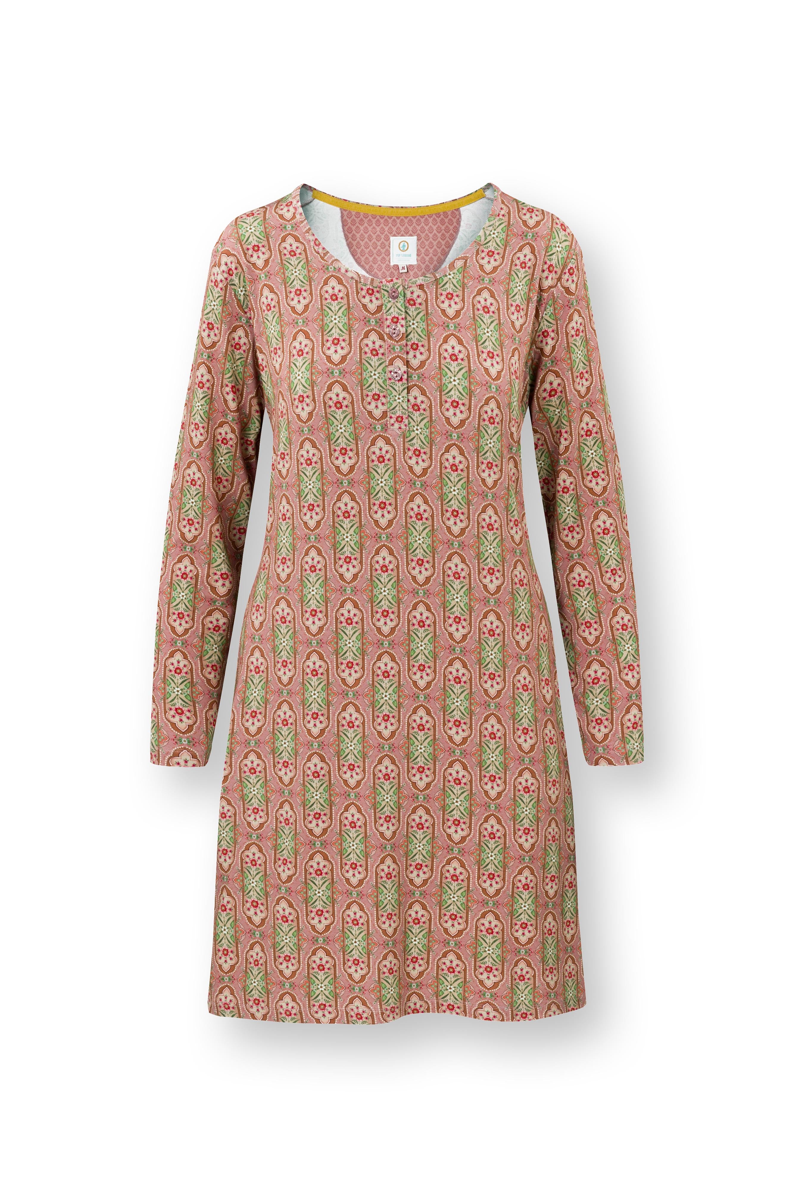 Pip Studio - Desiree Nachthemd Lange Mouw Dames - Jabali - Roze - XXL