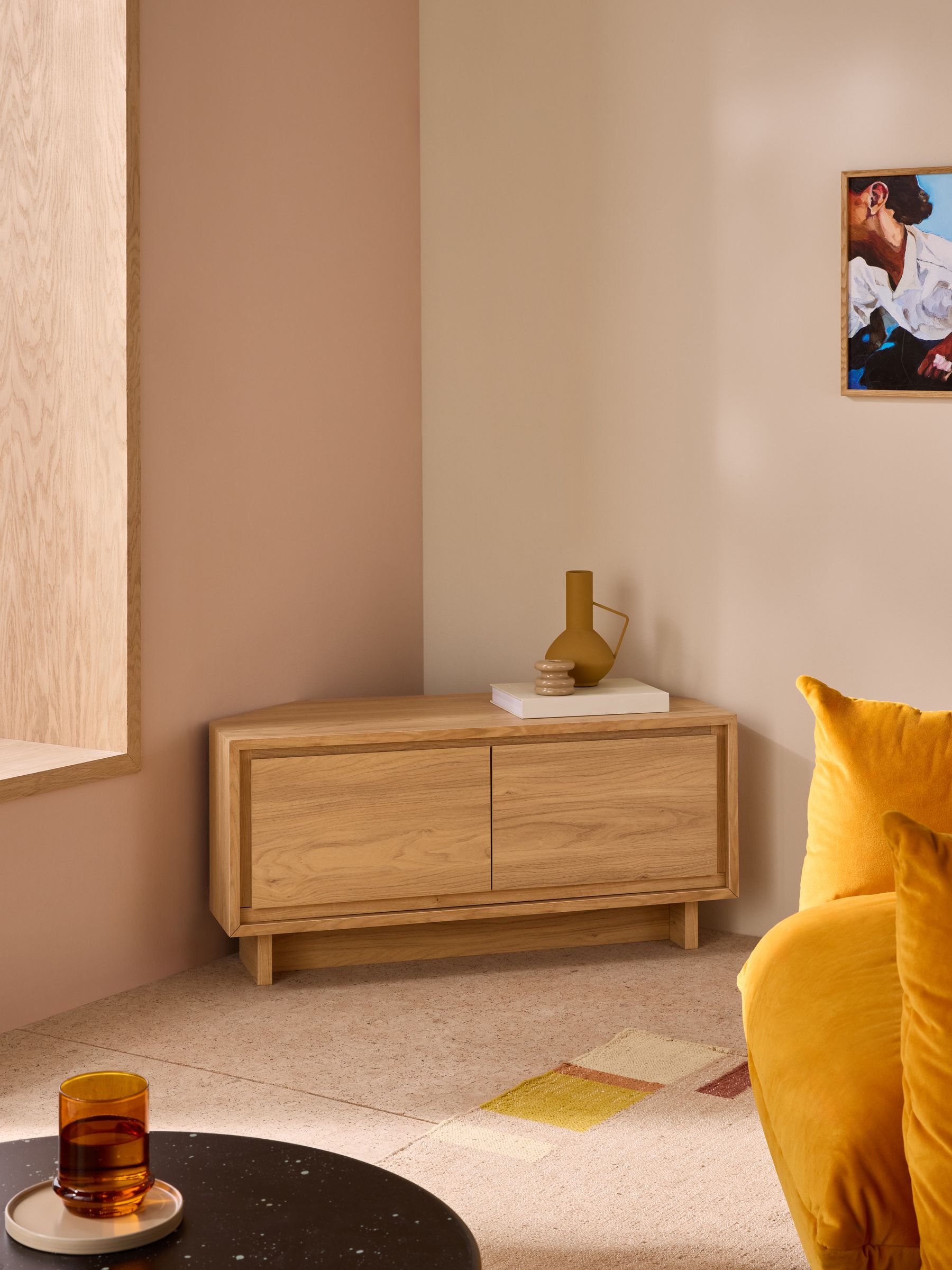 Kaci Corner Up to 50 Inch TV Unit in Oak Effect