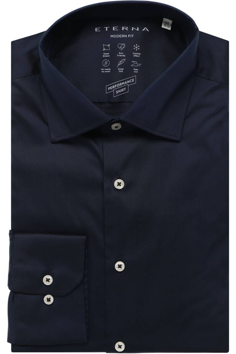 ETERNA Performance Modern Fit Tencel Hemd marine, Einfarbig