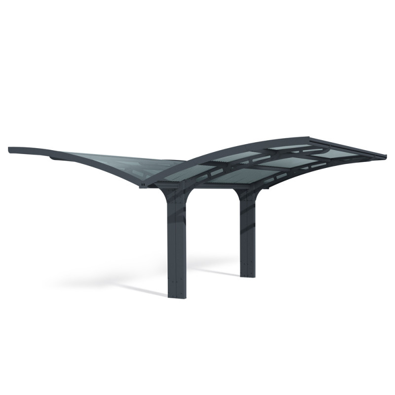 Carport en aluminium Arizona Wave gris foncé 26,9 m²