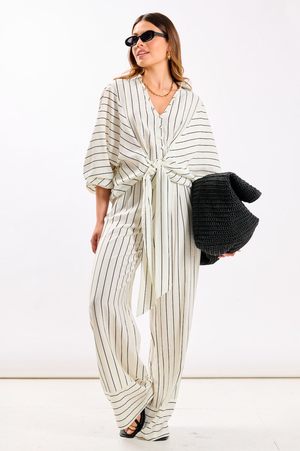 Needs No Label White Stripe Palazzo Trouser