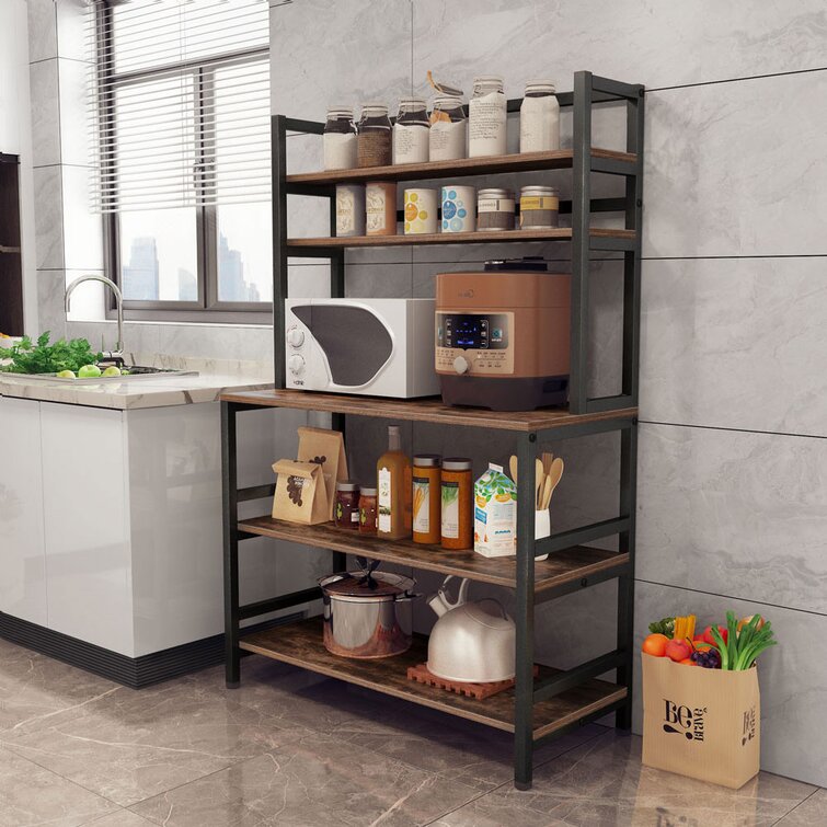 Breagha 31.5'' Wrought Iron Standard Baker's Rack with Microwave Compatibility