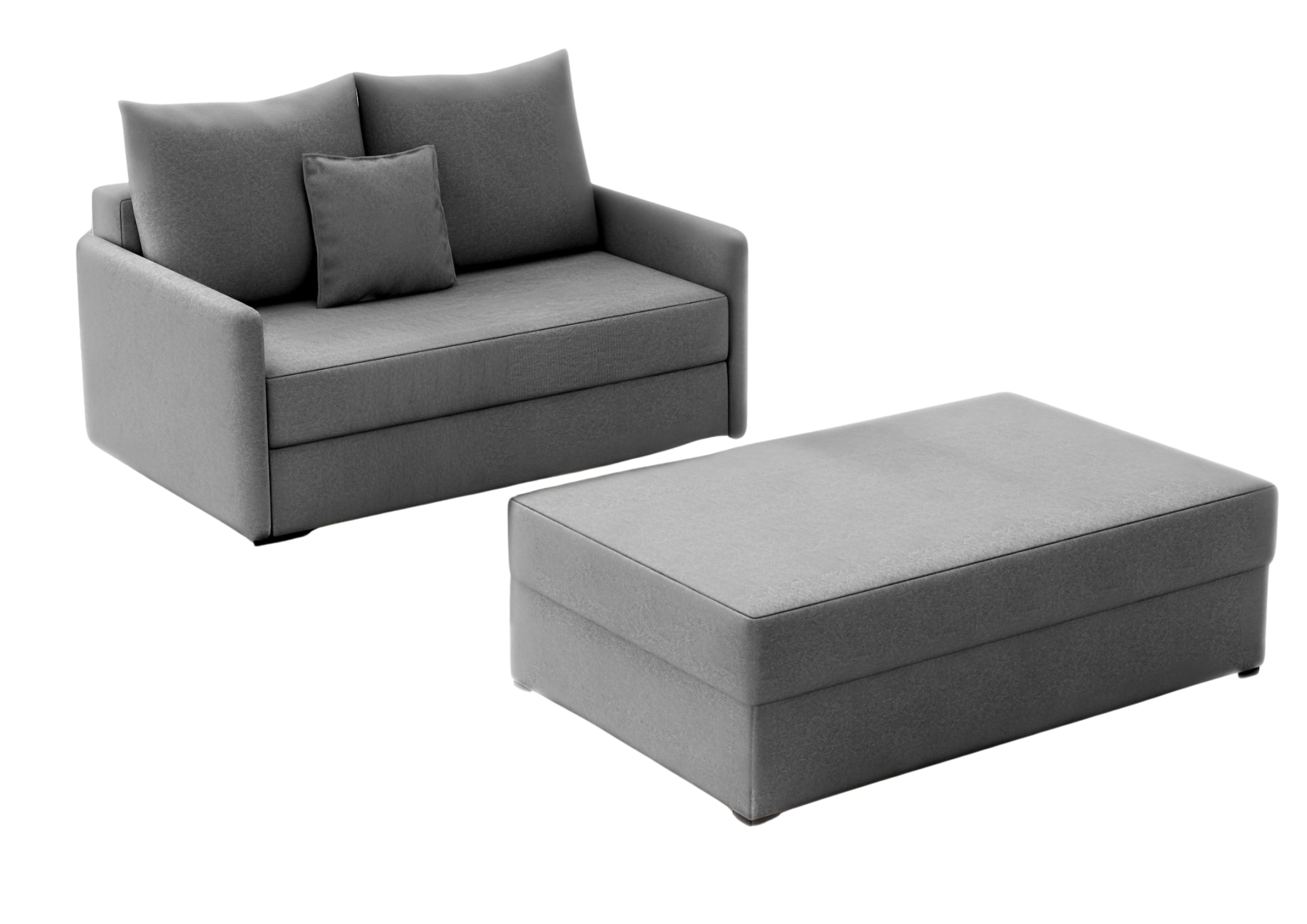 Sofa z pufą arkadia rozkładana szara z funkcją spania