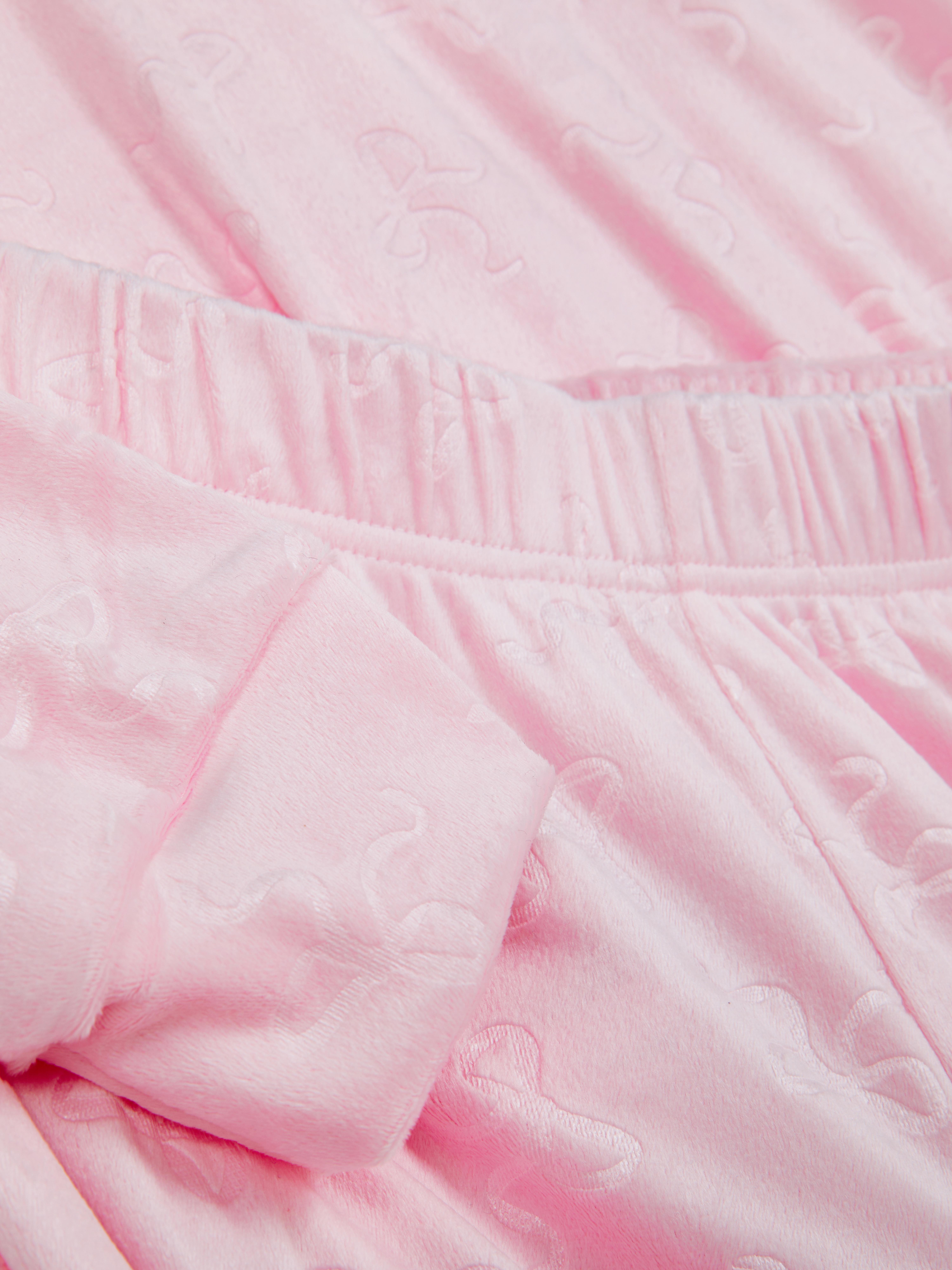 Plush Embossed Bow Pajama Set