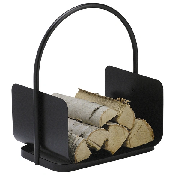 Feuerholzkorb, schwarz/silberfarben, geeignet für Holzscheite