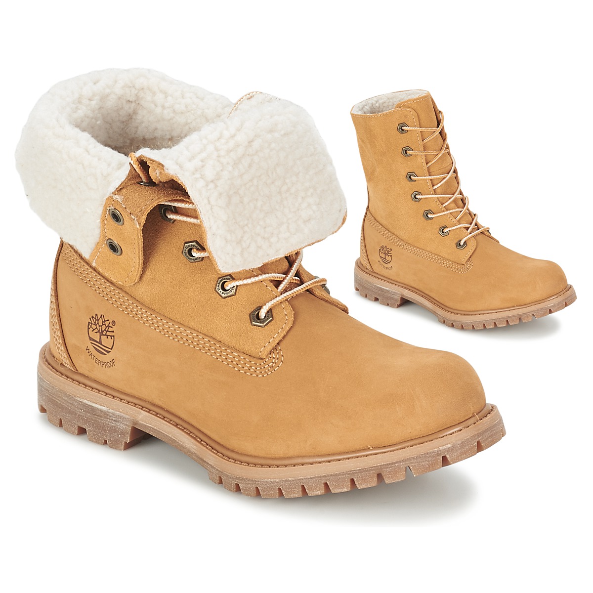 Timberland - AUTHENTICS TEDDY FLEECE WP FOLD DOWN - Cognac / Clear
