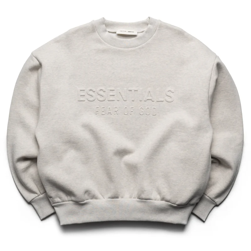 Fear Of God Essentials Embossed Classic Crewneck Sweatshirt - Oatmeal Heather