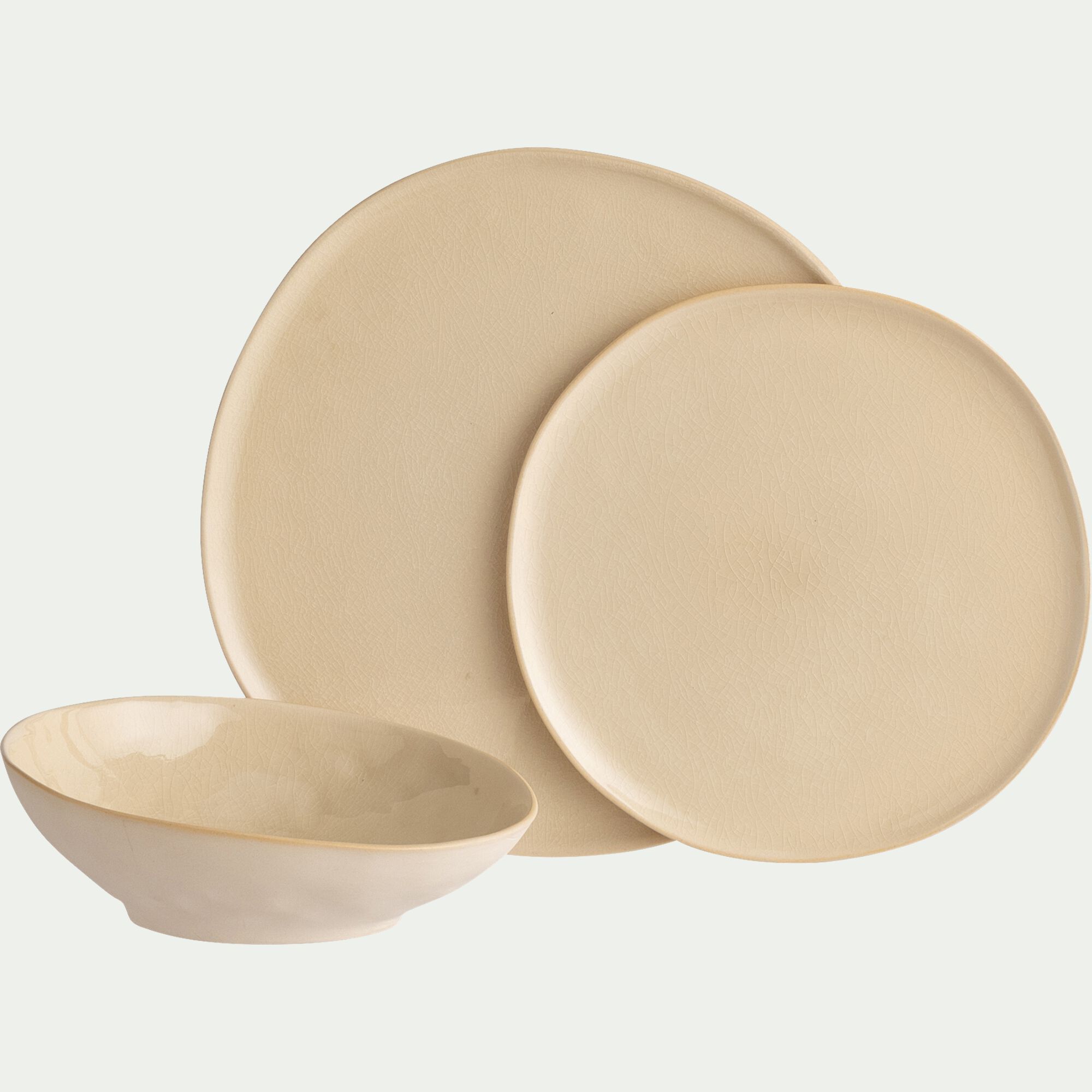 HOUM - Assiette plate à bord haut en grès D27cm - blanc ventoux